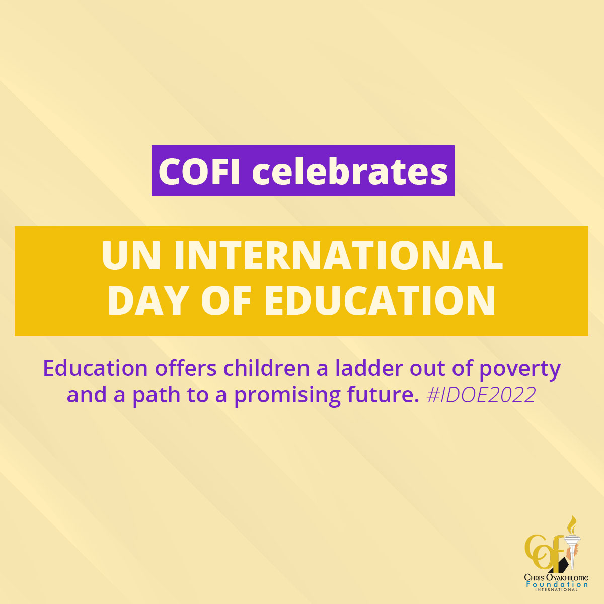 Education is Power: Chris Oyakhilome Foundation International Celebrates International Day of Education