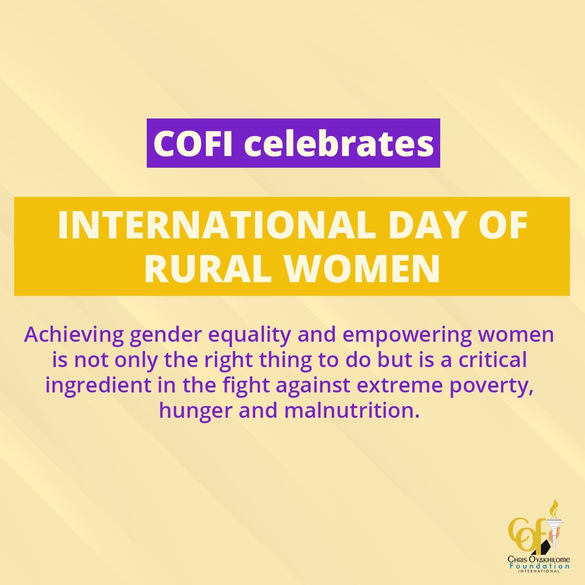 COFI Commemorates International Day of Rural Women Chris Oyakhilome